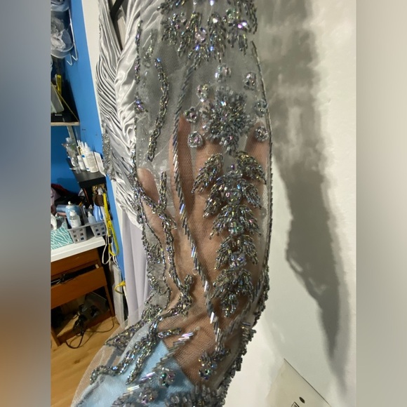 My queen silver FORMAL MODEST MOTHER OF THE BRIDE GROOM DRESS M - Picture 3 of 15